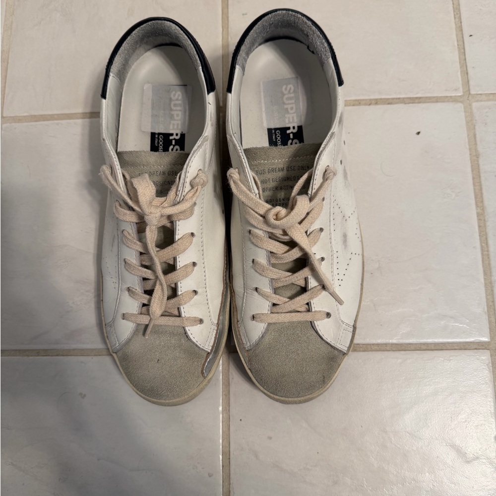 Golden Goose White and Black Sneakers